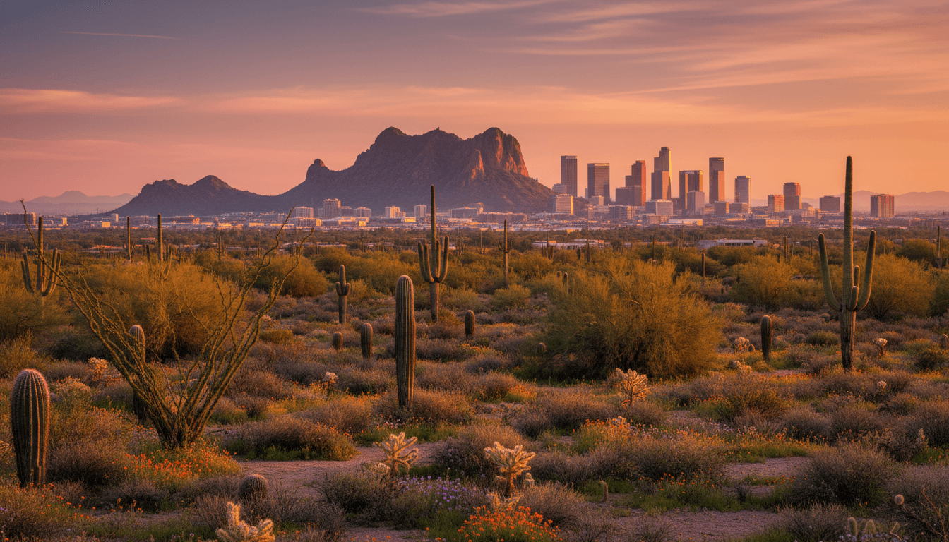Arizona landscape and Phoenix skyline